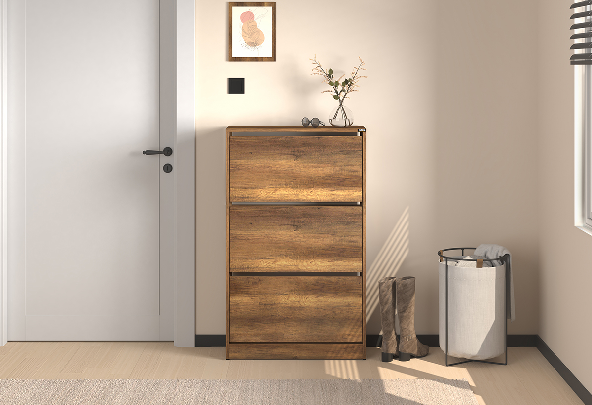 Απεικονίζεται η παπουτσοθήκη μέσα σε δωμάτιο κλειστή.